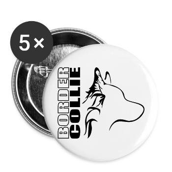 BORDER COLLIE Profil Wilsigns Hunde Hund - Buttons groß 56 mm (5er Pack) - Weiß - Vorne