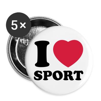 i love sport 2c - Buttons large 2.2''/56 mm (5-pack) - white - Front