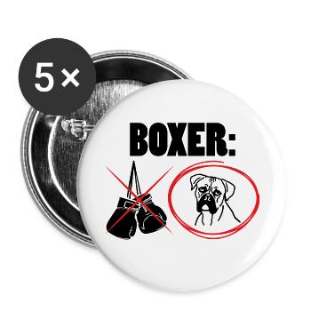 Hund / Boxer: Boxer - Buttons groß 56 mm (5er Pack) - Weiß - Vorne