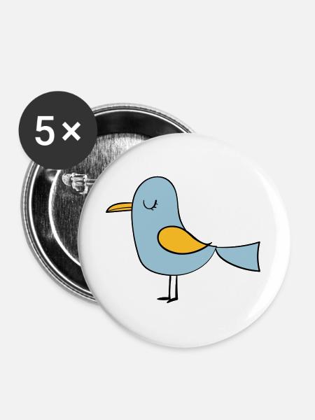 Vogel - Buttons groß 56 mm (5er Pack) - Weiß