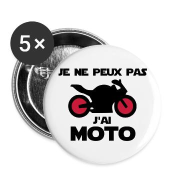 j'ai moto - Lot de 5 grands badges (56 mm) - blanc - Devant