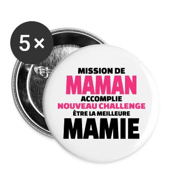 nouveau challenge être la meilleure mamie - Lot de 5 grands badges (56 mm) - blanc - Devant