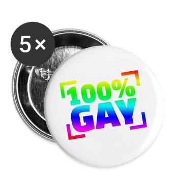 100 Gay / CSD - Buttons groß 56 mm (5er Pack) - Weiß - Vorne