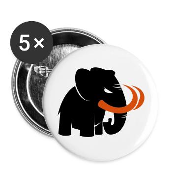 verärgertes Mammut Markenlogo 2c - Buttons groß 56 mm (5er Pack) - Weiß - Vorne