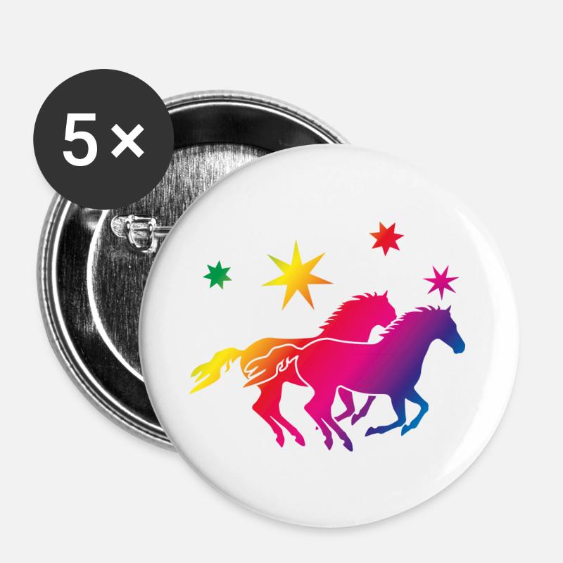 Regenbogenpferde Sternenglanz - Buttons groß 56 mm (5er Pack) - Weiß