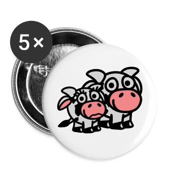 cow_family_dad_and_girl_3c - Lot de 5 grands badges (56 mm) - blanc - Devant