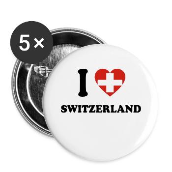 i love home land geschenk SWITZERLAND - Buttons groß 56 mm (5er Pack) - Weiß - Vorne