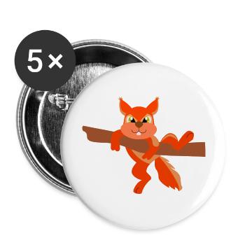 Eichhörnchen - Buttons groß 56 mm (5er Pack) - Weiß - Vorne