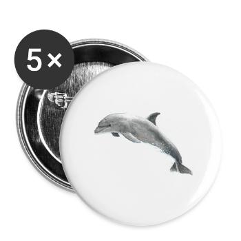 Delphin - Buttons groß 56 mm (5er Pack) - Weiß - Vorne