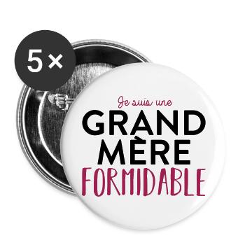 Grand mere formidable - Lot de 5 grands badges (56 mm) - blanc - Devant