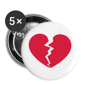 gebrochenes herz - Buttons groß 56 mm (5er Pack) - Weiß - Vorne