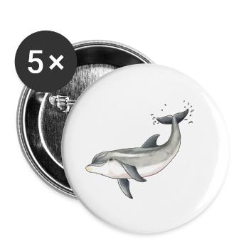 Baby-Delphin - Baby Delphin Design - Bebe dauphininsel - Buttons groß 56 mm (5er Pack) - Weiß - Vorne
