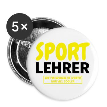 Sportlehrer Geschenk - Buttons groß 56 mm (5er Pack) - Weiß - Vorne