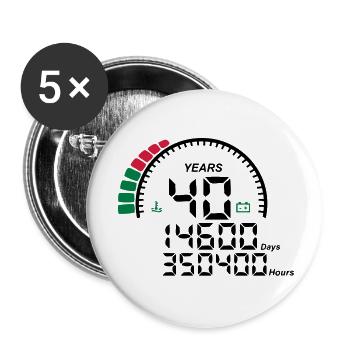 Jahre 40 Jahre Jubiläum Meter - Buttons groß 56 mm (5er Pack) - Weiß - Vorne
