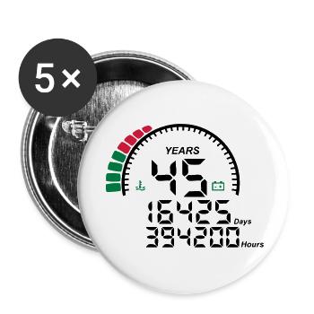 Jahre 45 Jahre Jubiläum Meter - Buttons groß 56 mm (5er Pack) - Weiß - Vorne