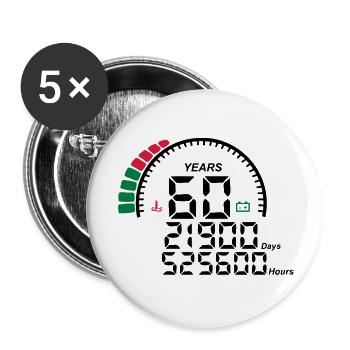 Gegen Jubiläum Jahre 60 Jahre - Buttons groß 56 mm (5er Pack) - Weiß - Vorne