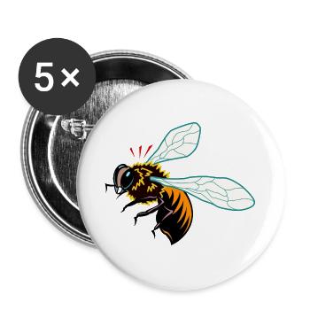 Abeille - Lot de 5 grands badges (56 mm) - blanc - Devant