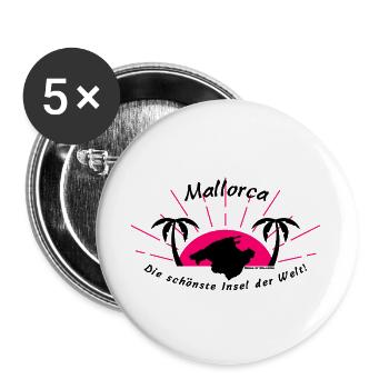 Mallorca Sonne - Dream of Mallorca - Buttons groß 56 mm (5er Pack) - Weiß - Vorne