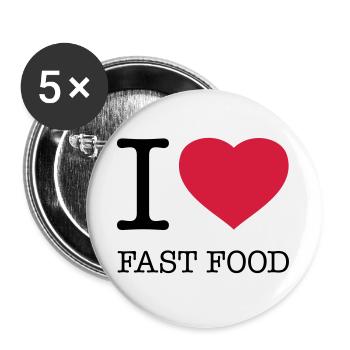 J’AIME LA RESTAURATION RAPIDE Foodie - Lot de 5 grands badges (56 mm) - blanc - Devant