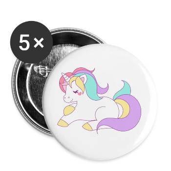 Einhorn - Buttons groß 56 mm (5er Pack) - Weiß - Vorne