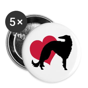 Borzoi my love - Buttons large 2.2''/56 mm (5-pack) - white - Front