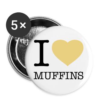 I LOVE MUFFINS - Buttons groß 56 mm (5er Pack) - Weiß - Vorne
