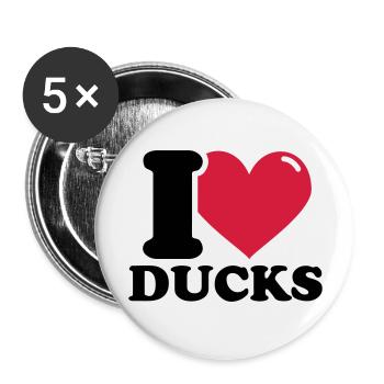 I love Ducks - Ente - Enten - Buttons groß 56 mm (5er Pack) - Weiß - Vorne