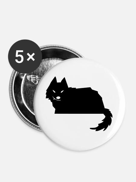 Wolf - Buttons groß 56 mm (5er Pack) - Weiß