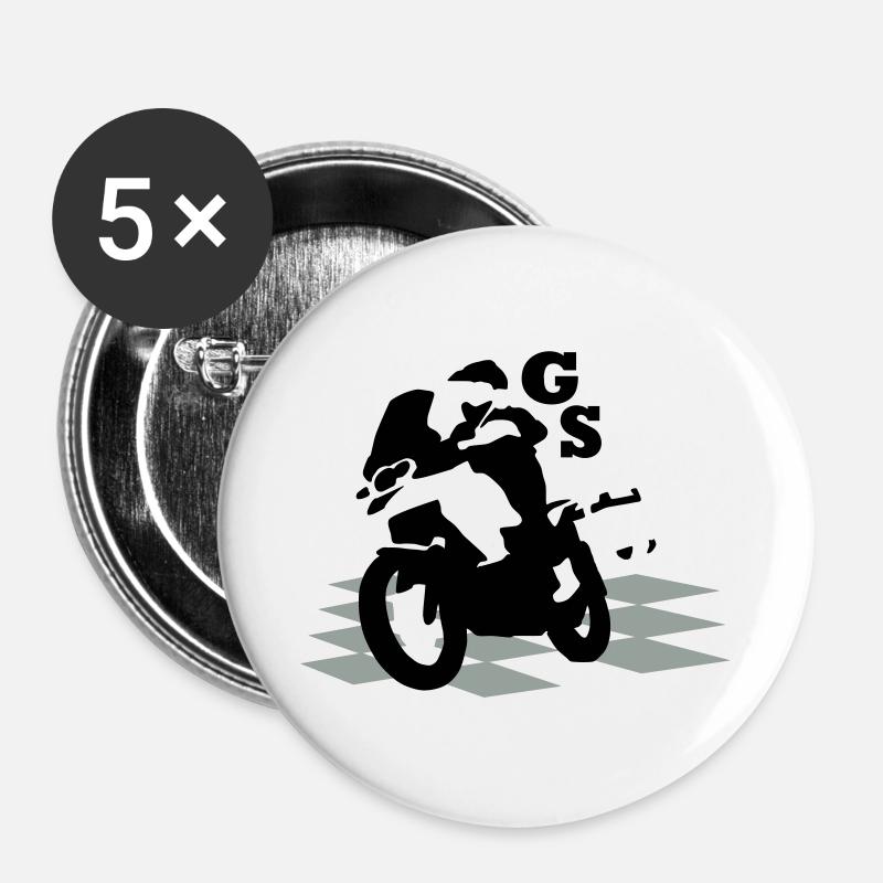 Bikergs_bayern - Buttons groß 56 mm (5er Pack) - Weiß
