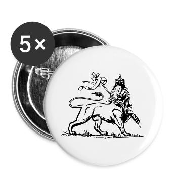 Lion of Judah - Jah Rastafari - Rasta Reggae Roots - Buttons groß 56 mm (5er Pack) - Weiß - Vorne