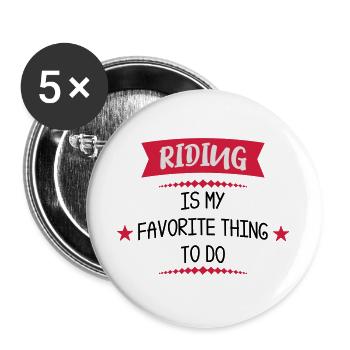 équitation - Lot de 5 grands badges (56 mm) - blanc - Devant