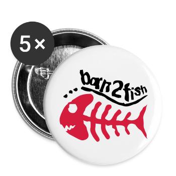born_2_fish_red_f2 - Buttons groß 56 mm (5er Pack) - Weiß - Vorne