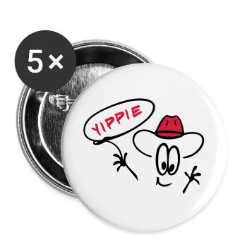 Cowboy mit Lasso - Buttons groß 56 mm (5er Pack) - Weiß - Vorne