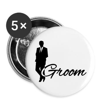 Groom - Buttons groß 56 mm (5er Pack) - Weiß - Vorne
