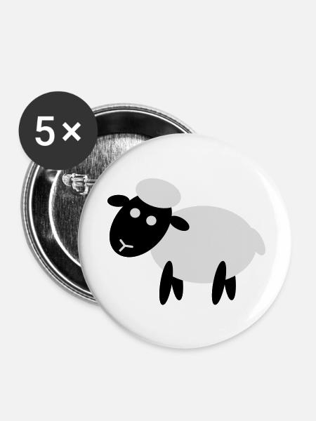 Comic Schaf - Buttons groß 56 mm (5er Pack) - Weiß