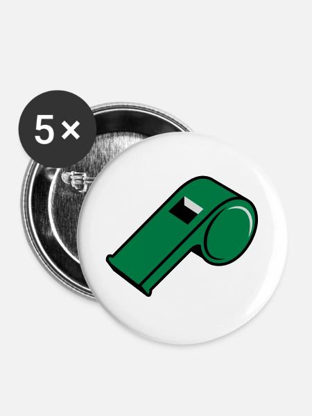 Pfeife - Buttons groß 56 mm (5er Pack) - Weiß