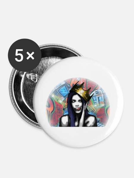 Königin von Graffiti von Custom - Buttons groß 56 mm (5er Pack) - Weiß