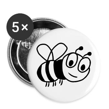 Freche Biene Skizze - Buttons groß 56 mm (5er Pack) - Weiß - Vorne