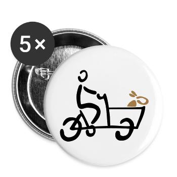 Bakfiets Hund Lastenrad Fahrrad - Buttons groß 56 mm (5er Pack) - Weiß - Vorne