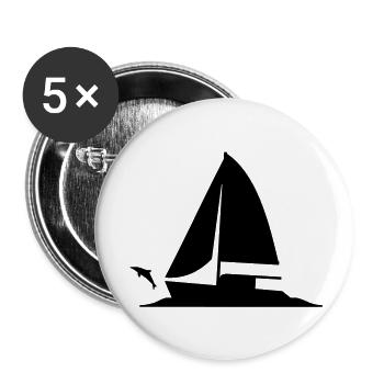 Katamaran_Welle_Delfin - Buttons groß 56 mm (5er Pack) - Weiß - Vorne
