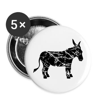 larmes gratter vieux timbre autocollant âne cheval poney - Lot de 5 grands badges (56 mm) - blanc - Devant
