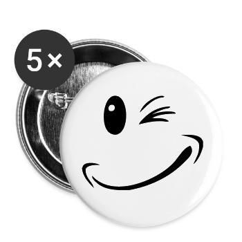face funny smile smiley - Buttons large 2.2''/56 mm (5-pack) - white - Front
