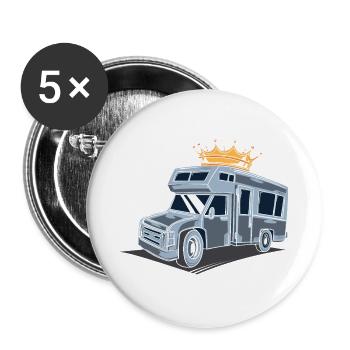 Camping-car / Caravane / Camping - Lot de 5 grands badges (56 mm) - blanc - Devant