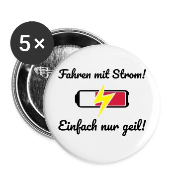 Fahren mit Strom Elektroauto Elektro Accu - Buttons groß 56 mm (5er Pack) - Weiß - Vorne