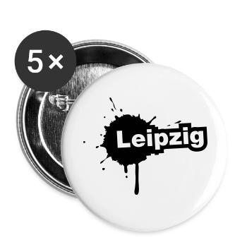Leipzig Splatter - Buttons groß 56 mm (5er Pack) - Weiß - Vorne