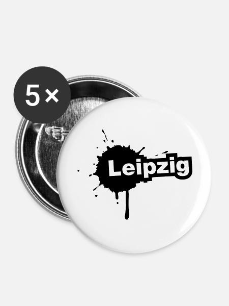 Leipzig Splatter - Buttons groß 56 mm (5er Pack) - Weiß