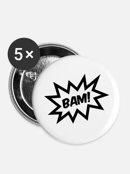 BAM! - Buttons groß 56 mm (5er Pack) - Weiß