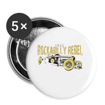 Rockabilly Rebel Design - Lot de 5 grands badges (56 mm) - blanc - Devant