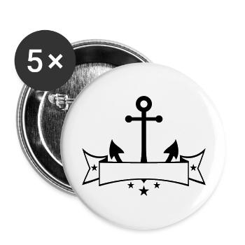 bannière armoiries texte écrire ancre bateau navire - Lot de 5 grands badges (56 mm) - blanc - Devant