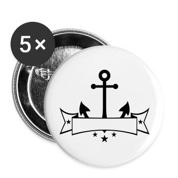 bannière armoiries texte écrire ancre bateau navire - Lot de 5 grands badges (56 mm) - blanc - Devant